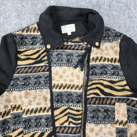 Oli Hali Jacket Womens Large Animal Print Moto Zip Biker Boho Aztec Southwestern - Picture 11 of 16